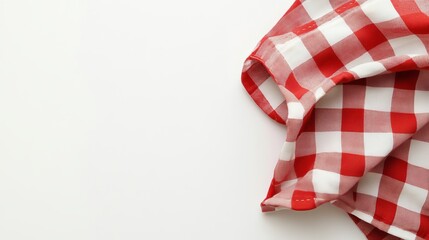 Obraz premium Red checkered napkin front view isolated on white background. Rustic chic style mockup perspective.