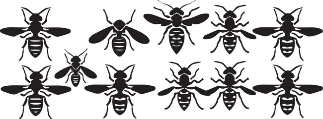 Set Bees. Hand drawn vector illustration	