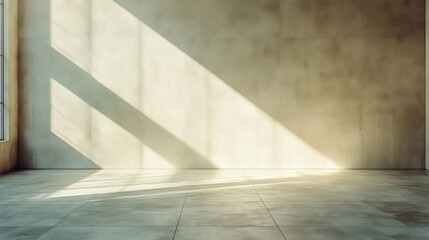 Sunlight Shadows in Minimalist Indoor Space with Concrete Wall