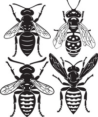 Set Bees. Hand drawn vector illustration	