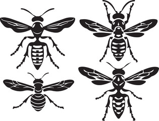 Set Bees. Hand drawn vector illustration	