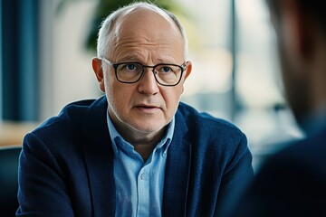 Naklejka premium Senior businessman having discussion with colleague in factory .