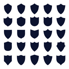 Shield Icon Set Vector Design on Isolated White Background