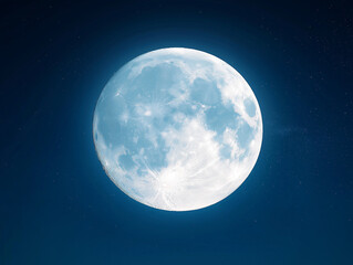 A large, bright moon is shining in the night sky