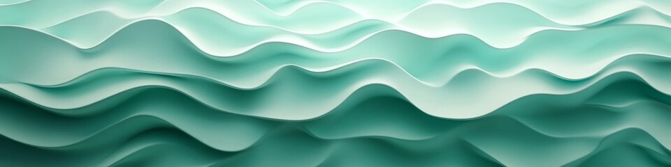Fototapeta premium Seamless Pastel Aqua Gradient, 3D Low Profile, Minimalist Wave Texture Pattern Background For Design