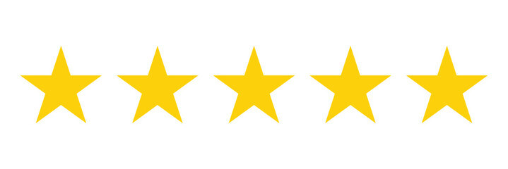  Gold And Black Stars quality rating icon. Five yellow star product quality rating. Golden star vector icons. Stars in modern simple with shadow - stock vector. 