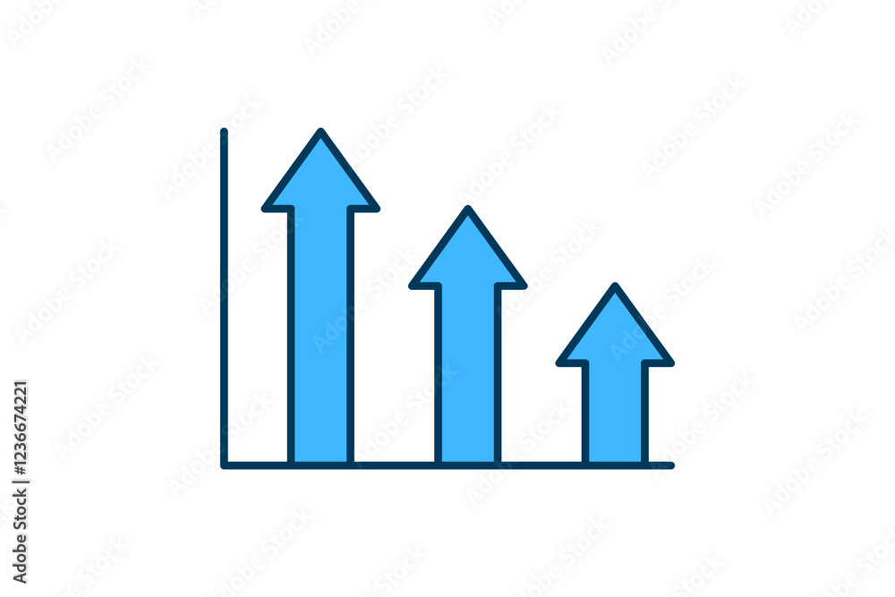Poster arrow chart icon vector. icon related to graph and seo . suitable for web site, app, user interfaces