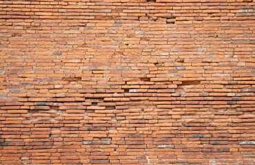 Red grunge bricks wall texture or background..