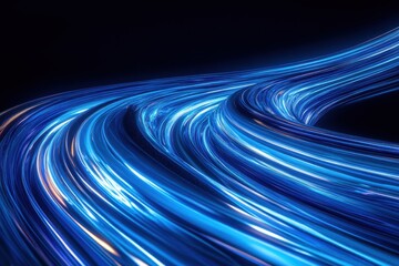 Abstract Blue Light Trails and Curves A Dynamic Motion Background