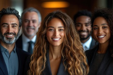 Fototapeta premium Diverse Business Team Portrait: Confident Smiles and Professional Attire