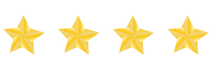  Gold And Black Stars quality rating icon. Five yellow star product quality rating. Golden star vector icons. Stars in modern simple with shadow - stock vector. 