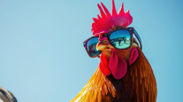 Cool Rooster in Sunglasses: A Summer Day Delight