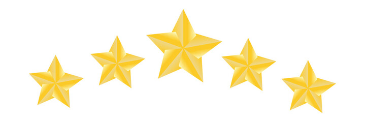  Gold And Black Stars quality rating icon. Five yellow star product quality rating. Golden star vector icons. Stars in modern simple with shadow - stock vector. 