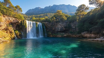 Fototapeta premium Cascading waterfall scenic travel destination