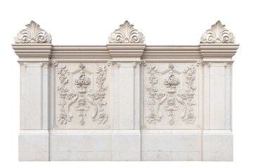 Obraz premium Antique Stone Wall with Ornate Floral Relief and Classical Architectural Details