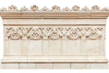 Obraz premium Antique Stone Wall with Ornate Floral Relief and Classical Architectural Details