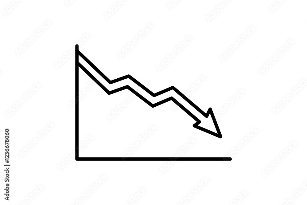 Poster arrow chart down icon. icon related to graph and seo . suitable for web site, app, user interfaces, 