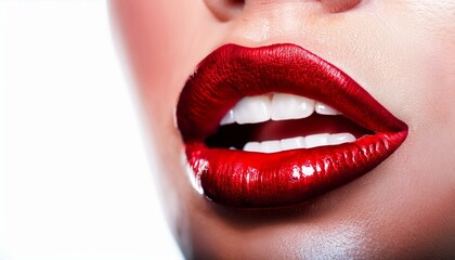 Obraz premium Sensual mouth. Beauty sensual red lips. 