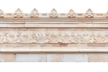 Antique Stone Wall with Ornate Floral Relief and Classical Architectural Details