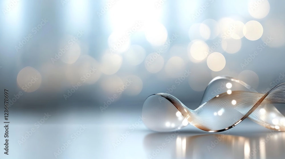 Poster creative abstract background for designers featuring a fluid ribbon with glowing lights, ideal for p