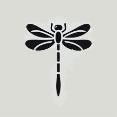 vector black silhouette of dragonfly insect