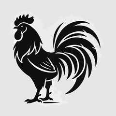 vector black silhouette of a rooster