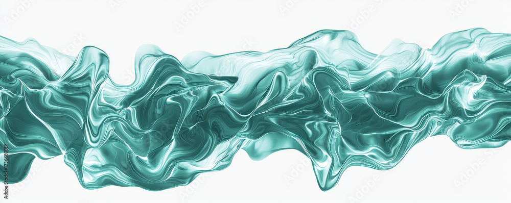 Poster a flowing, abstract representation of water, featuring soft curves and a translucent teal color that