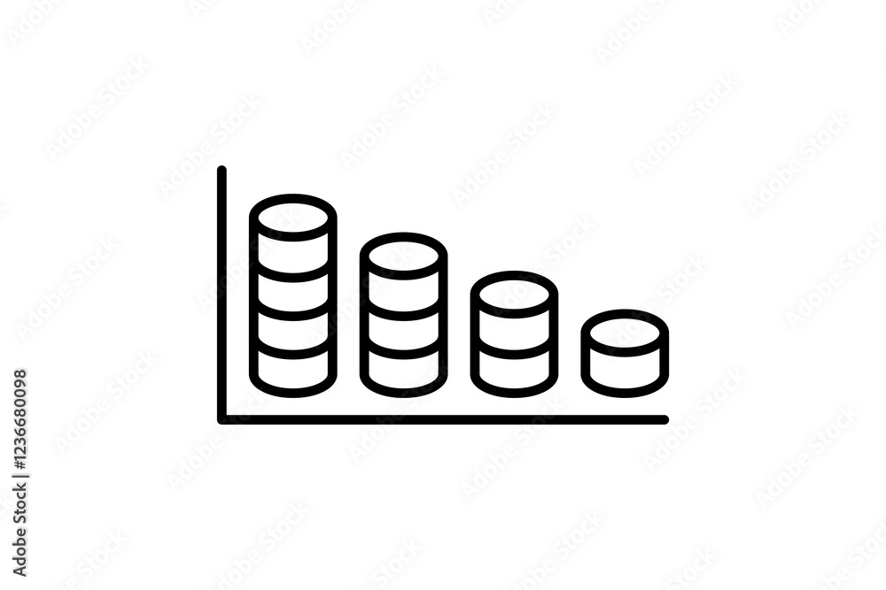 Poster coin chart down icon. icon related to graph and seo . suitable for web site, app, user interfaces, p