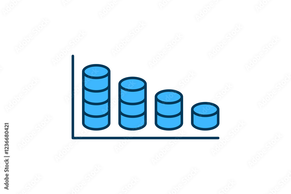 Aufkleber coin chart down icon. icon related to graph and seo . suitable for web site, app, user interfaces, p