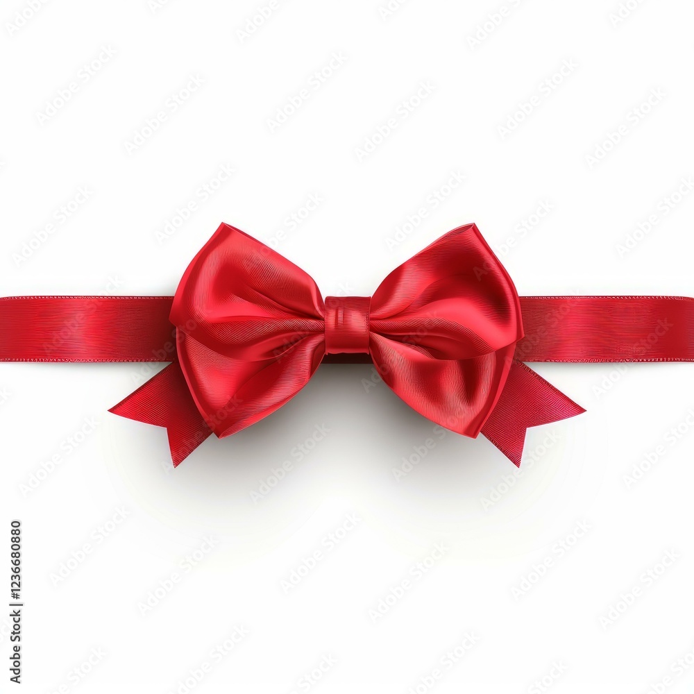 Poster elegant red ribbon bow adding a touch of sophistication to a pristine white backdrop