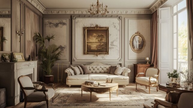 Elegant Parisian Living Room Interior Design
