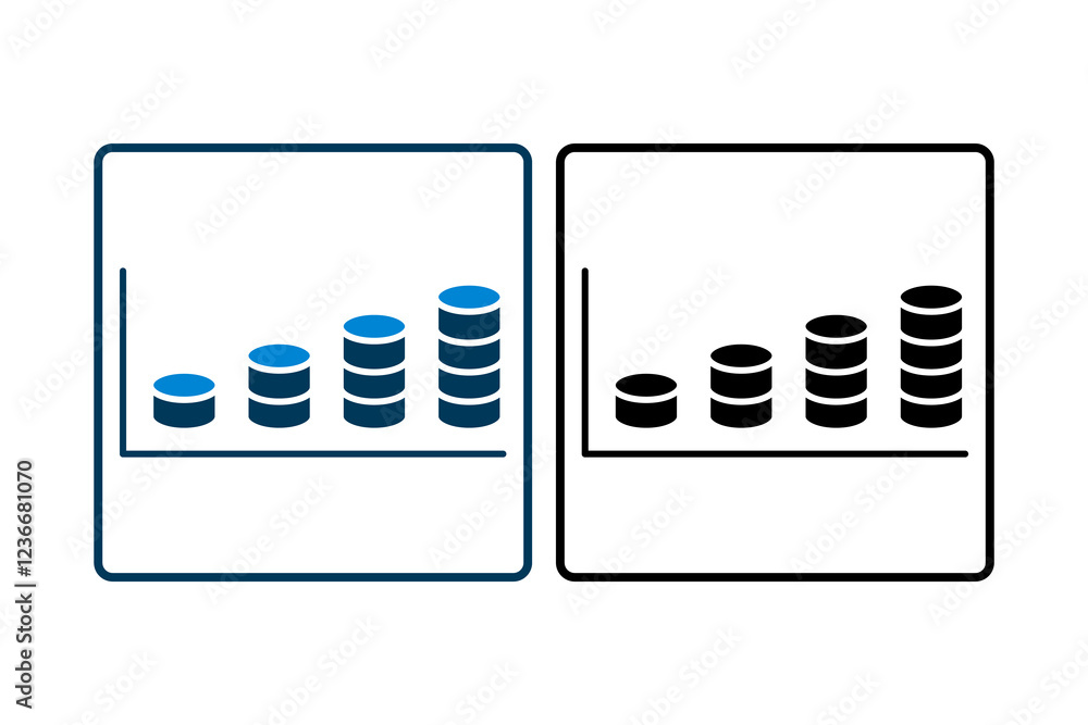 Poster coin chart up icon. icon related to graph and seo . suitable for web site, app, user interfaces, pri