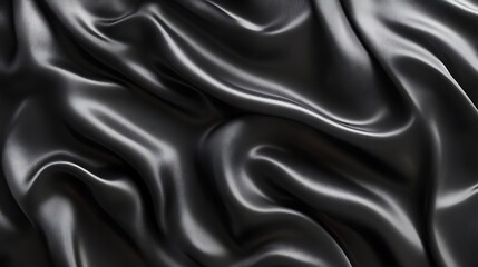 Obraz premium Draped Black Silk Fabric Showing Soft Curves and Texture