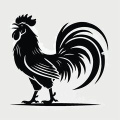 vector black silhouette of a rooster