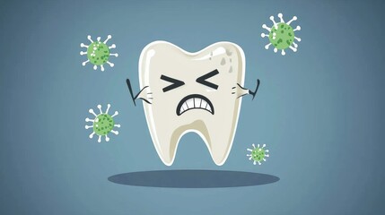 Battling dental infections cartoon tooth fighting germs digital art health humorous perspective