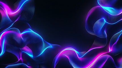 Abstract Neon Blue and Pink Wave Forms