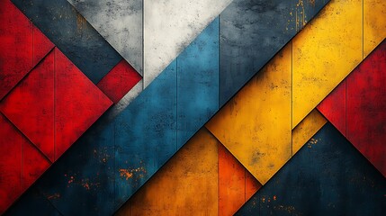 Naklejka premium Abstract Geometric Wall Design With Vibrant Colors