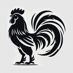 vector black silhouette of a rooster