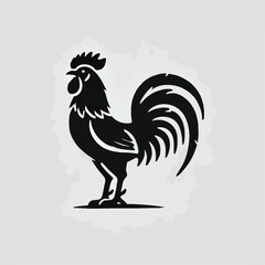 vector black silhouette of a rooster