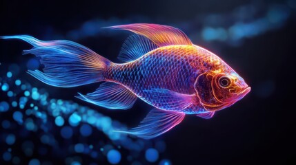 Fototapeta premium Vibrant Goldfish Swimming in a Colorful Underwater Scene
