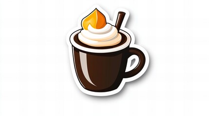 Warm beverage with whipped cream and caramel drizzle. Perfect for a cozy day!
