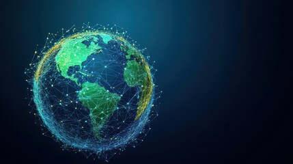 Fototapeta premium Global Network Connections Represented by a Digital Earth Visualization