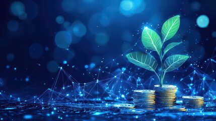 Growth and Investment Concept with Coins and Plant