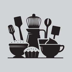 Restaurant or bakery use logo or icons in bakery things 