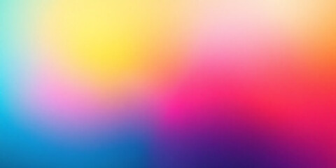 Obraz premium Retro-inspired grainy texture background with a cyan, yellow, and coral red gradient. Ideal for vintage aesthetics, music covers, and creative branding.