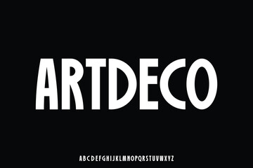 Bold condensed art deco style alphabet display font vector illustration