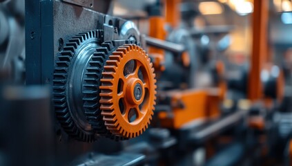 Fototapeta premium Close-up of Industrial Gears: Precise Engineering and Manufacturing