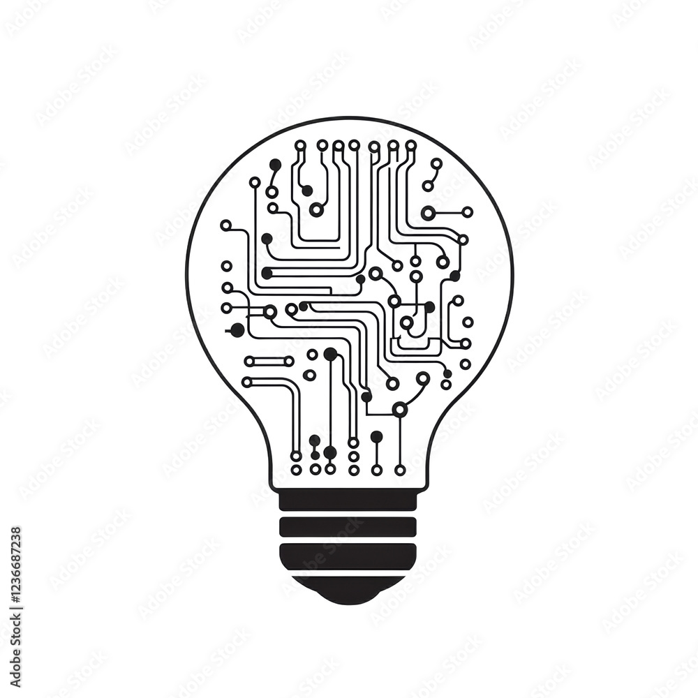 Poster The image depicts a lightbulb shaped like a circuit board symbolizing innovative technological ideas.