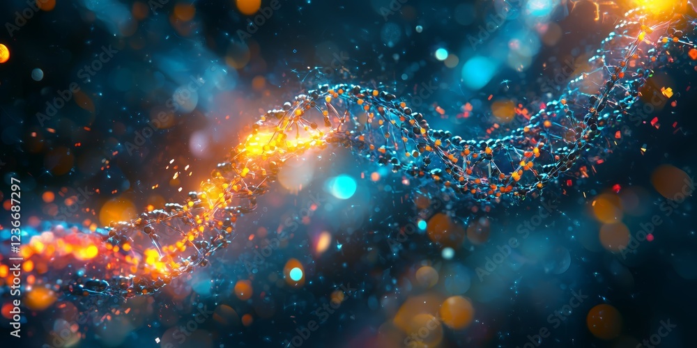 Aufkleber abstract representation of a colorful molecular structure in motion