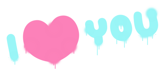 I love you graffiti spray paint isolated on transparent background